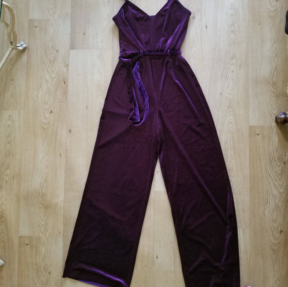 Forever 21 Velvet Jumpsuit Purple